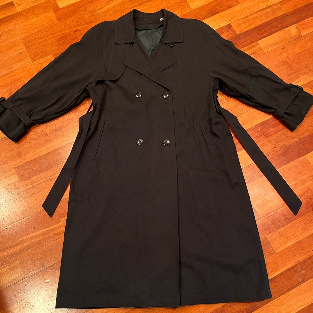 London Fog Black Tie Trench Coat